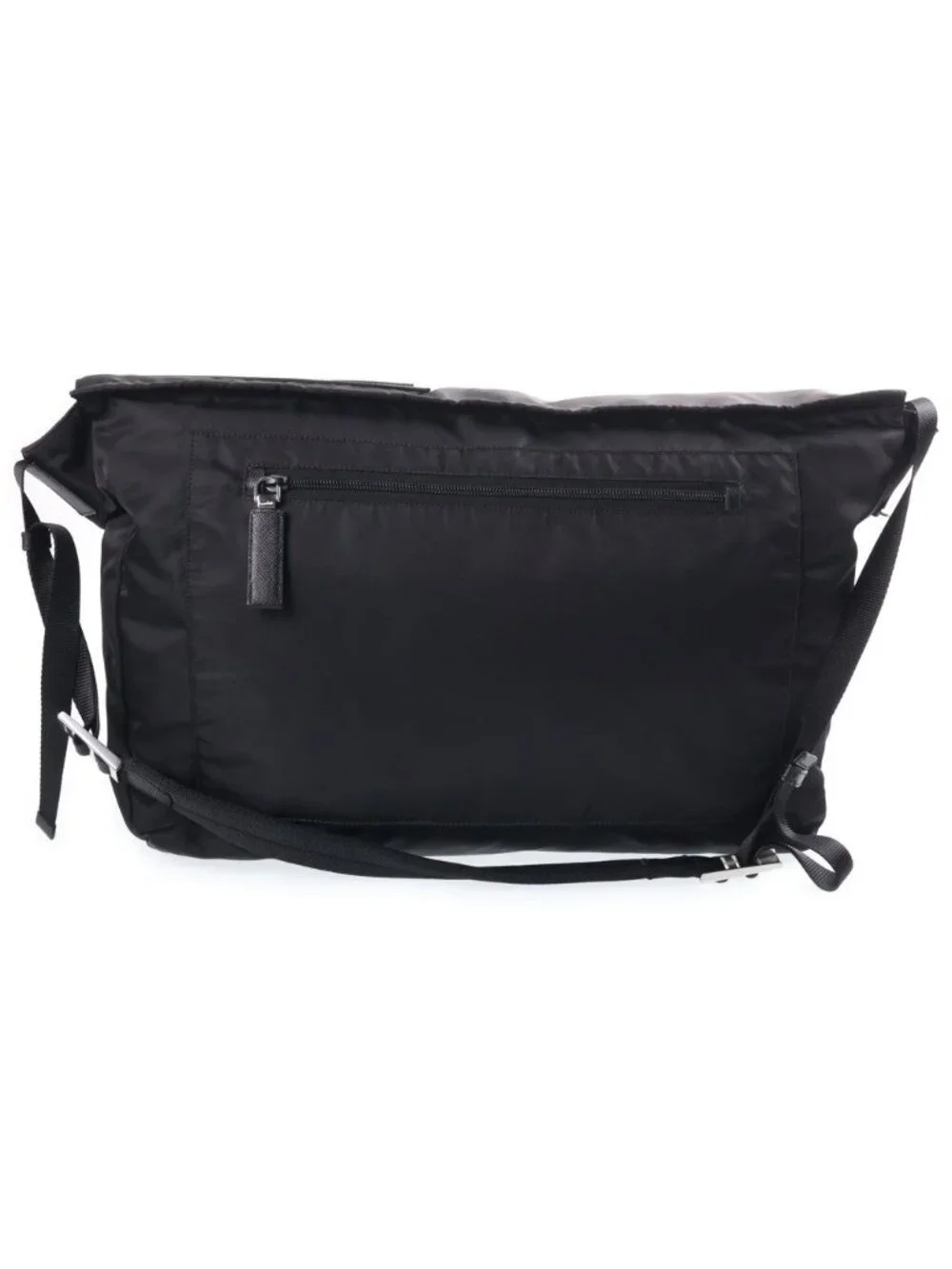 Prada Triangle Plate Technical Fabric Messenger Bag Black